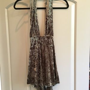 Army Green Velvet Romper Size M